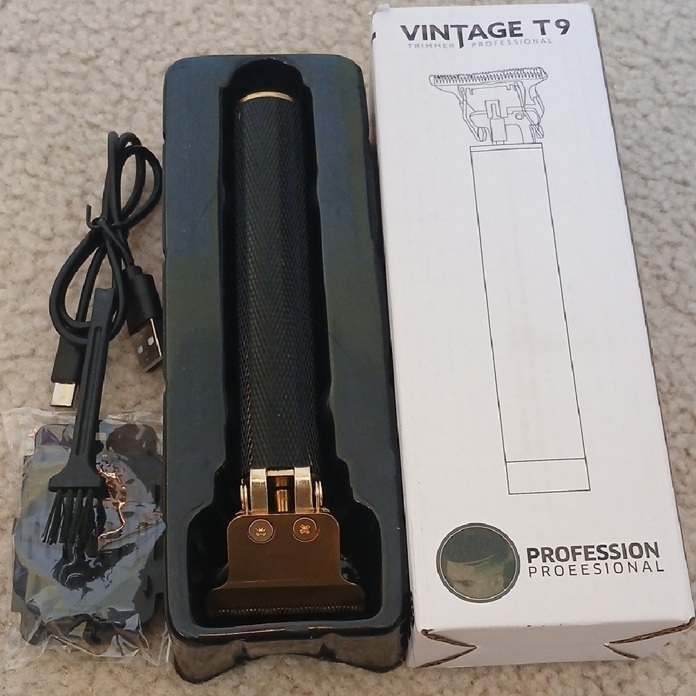 Vintage T9 Professional Cordless Black & Gold Hair Trimmer